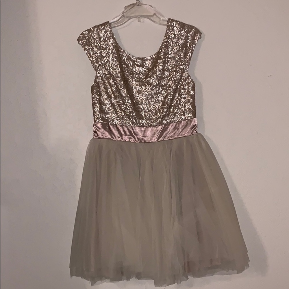 Trixxi Champagne sequined shirt dress